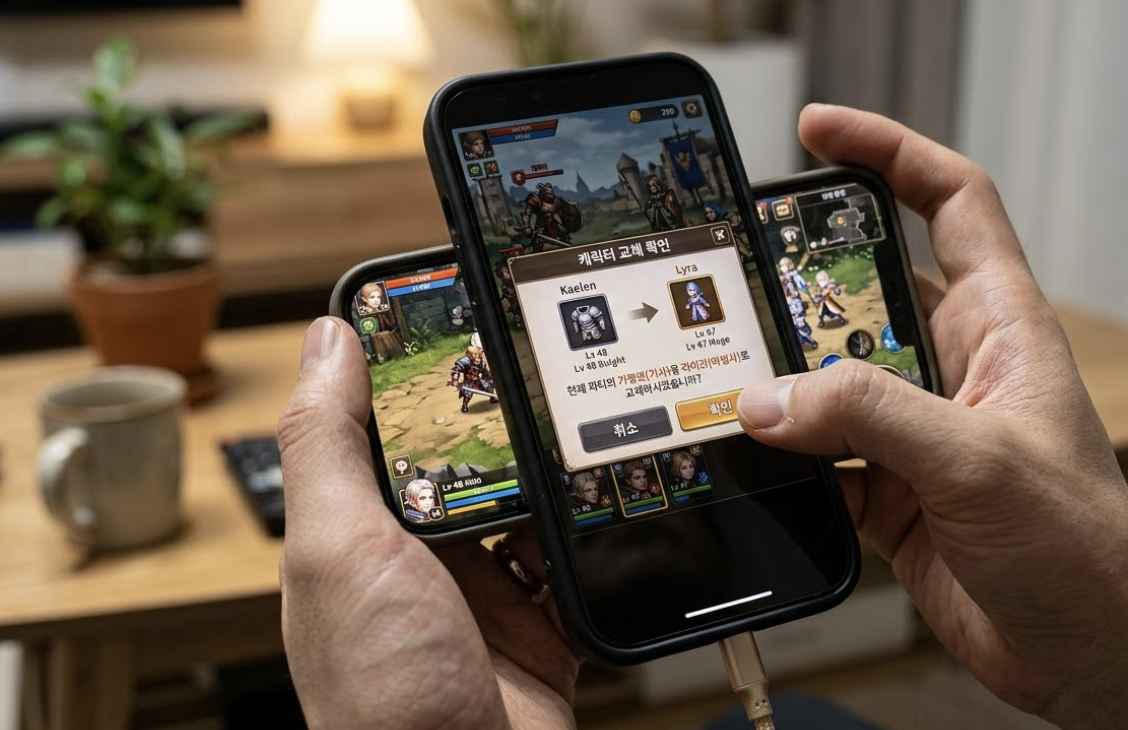 갓오브하이스쿨 체인지 쿠폰 실제 사용 느낌을 보여주는 모바일 게임 화면 이미지