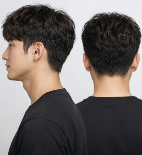 남자 쉐도우펌 길이와 남자 쉐도우펌 뒷머리 라인을 비교