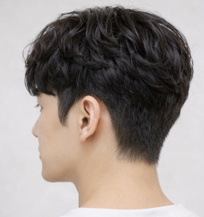 시스루 쉐도우펌 뒷머리와 다운펌이 만든 옆선 정리