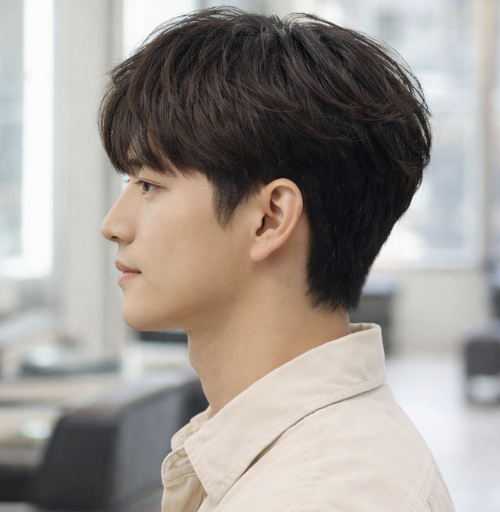 짧은 시스루 댄디컷 길이를 확인