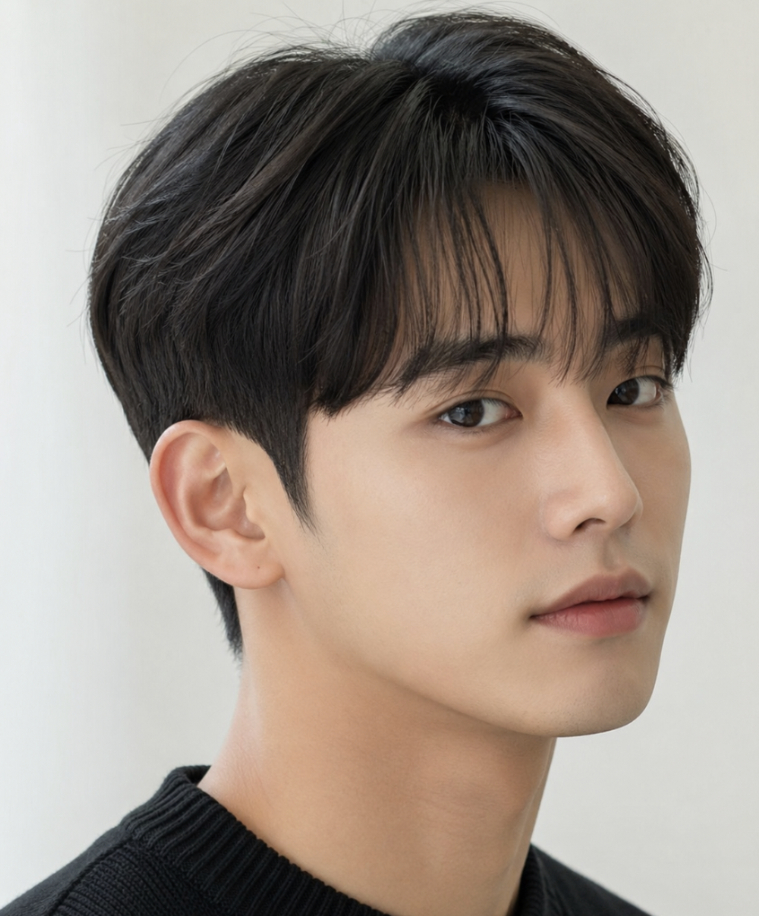 남자 시스루 앞머리와 옆머리 연결이 자연스럽게 이어지는 균형 잡힌 스타일