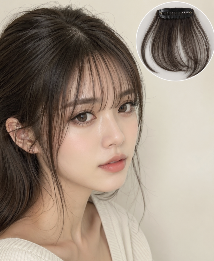 시스루 앞머리 가발의 길이와 컬러가 본머리와 자연스럽게 블렌딩