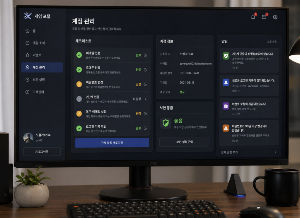 대낙톡 이용 전 계정 보안 체크리스트와 채팅 기록을 함께 확인하는 자연스러운 이미지