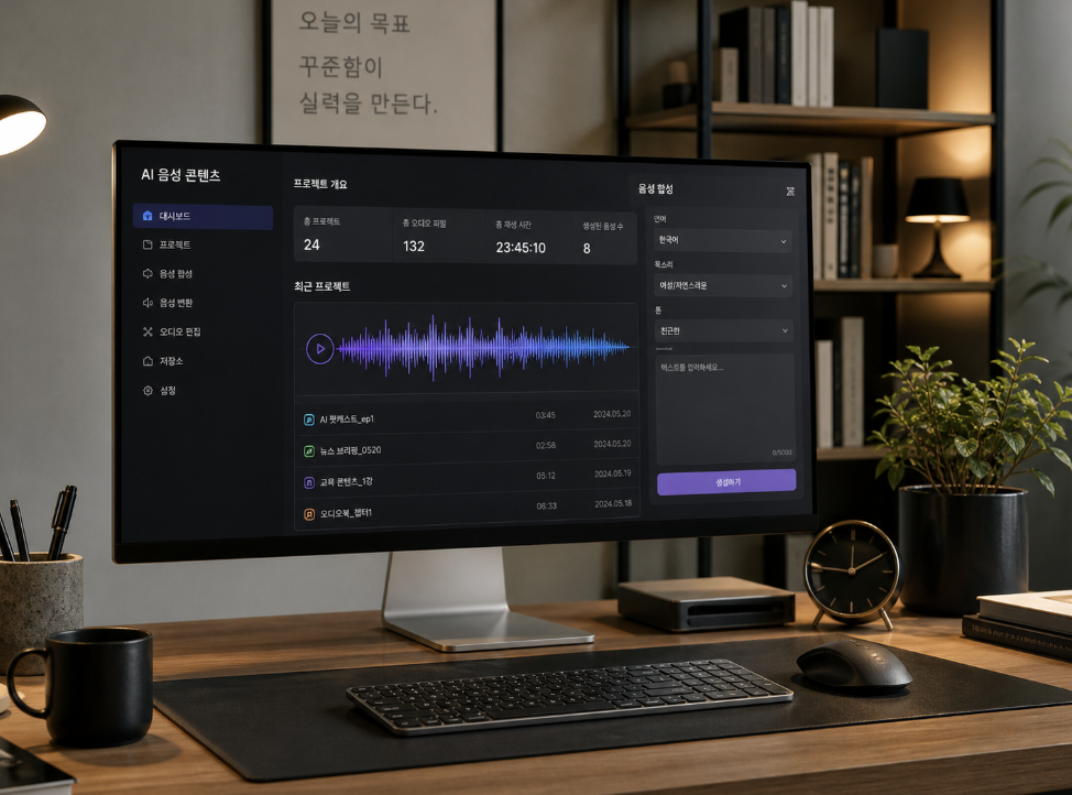 여러 AI 음성 옵션과 속도 톤 설정을 비교하는 타입캐스트 API
