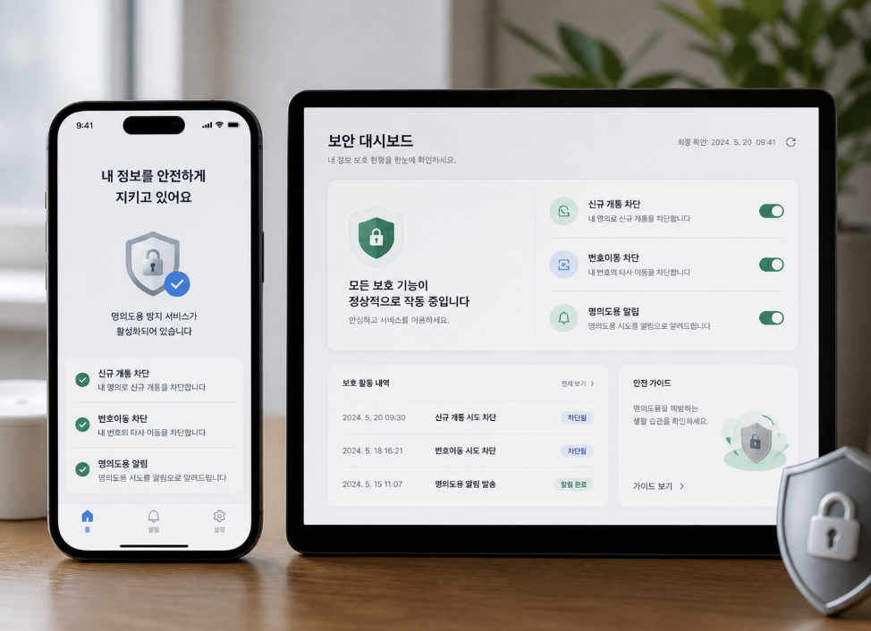 엠세이퍼 가입 제한과 통신 서비스 차단 항목을 함께 확인