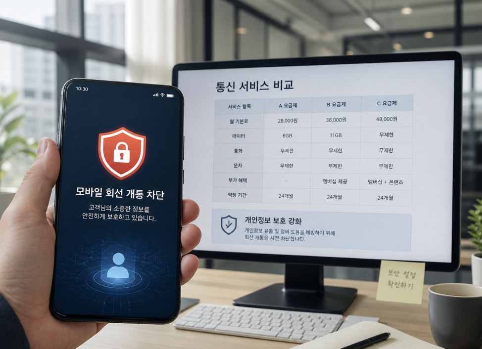 엠세이퍼 개통 차단과 개인정보 보호 범위를 비교하는 보안