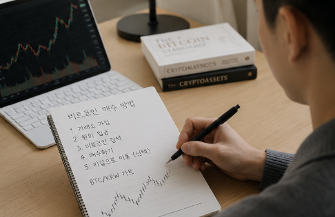 비트코인 하는법 책과 어플을 함께 놓고 학습 순서를 정리
