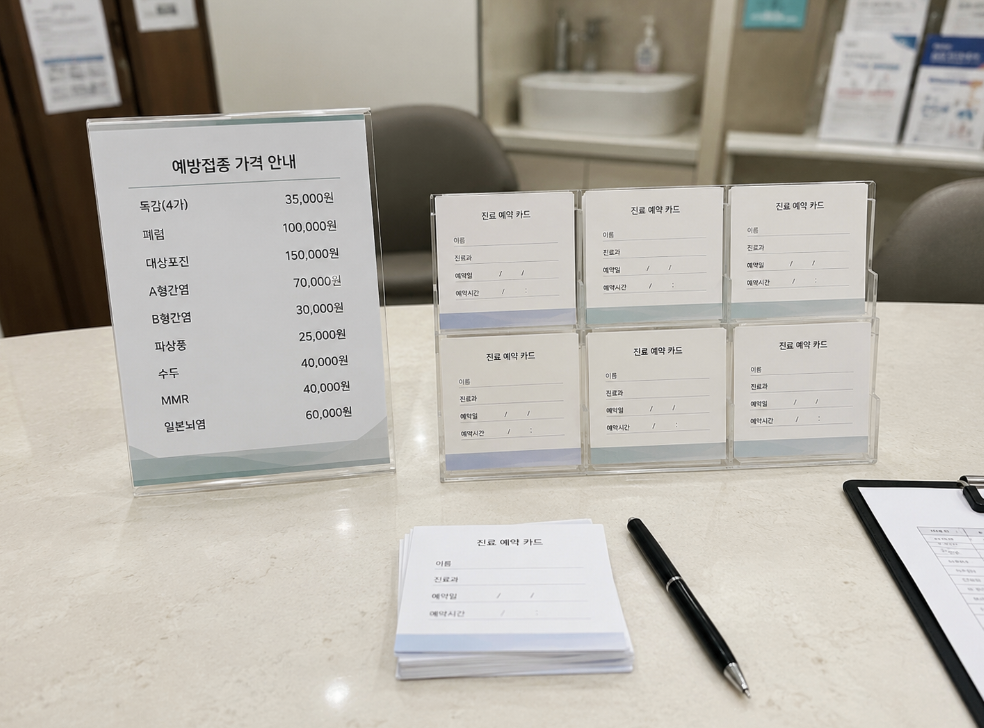 가다실 9가 접종 일정표와 병원 예약 카드를 함께 확인