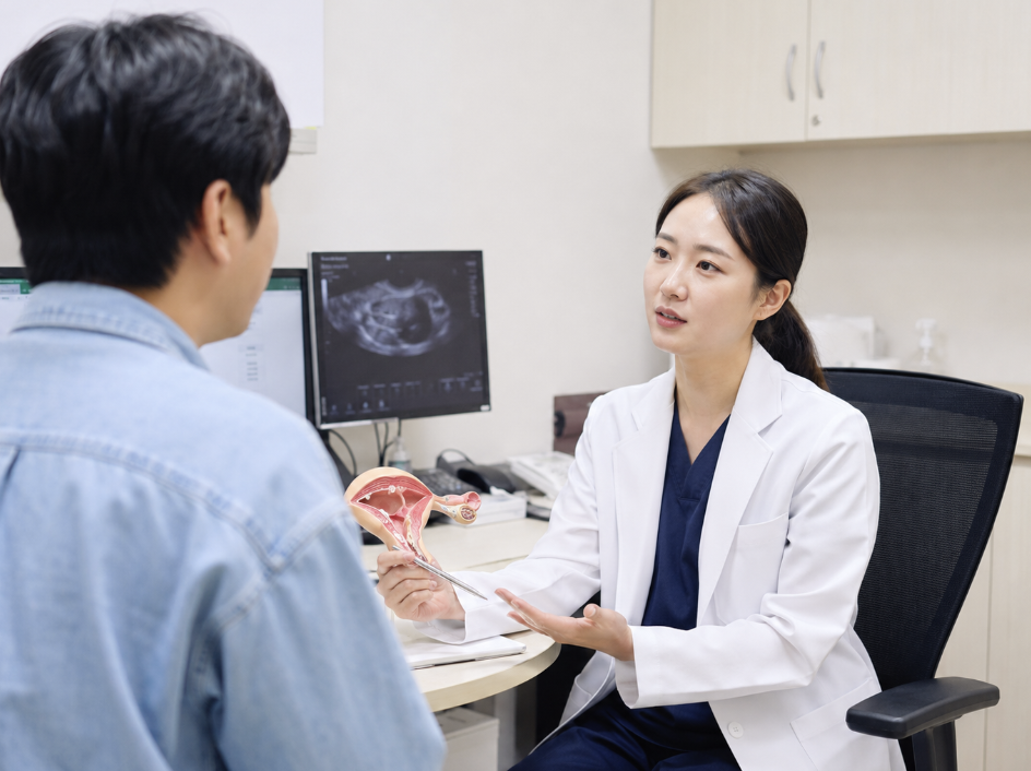 의료진이 HPV 백신 접종 전 유의사항을 차분히 설명 상담