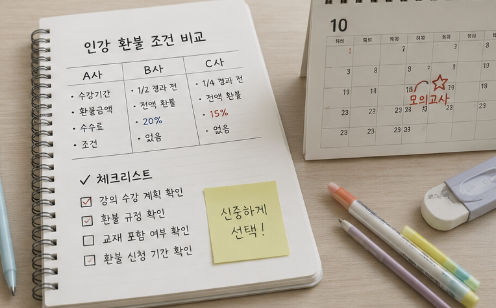 대성마이맥 환급 2026 정보를 달력과 공지 확인 화면으로 비교하는 이미지