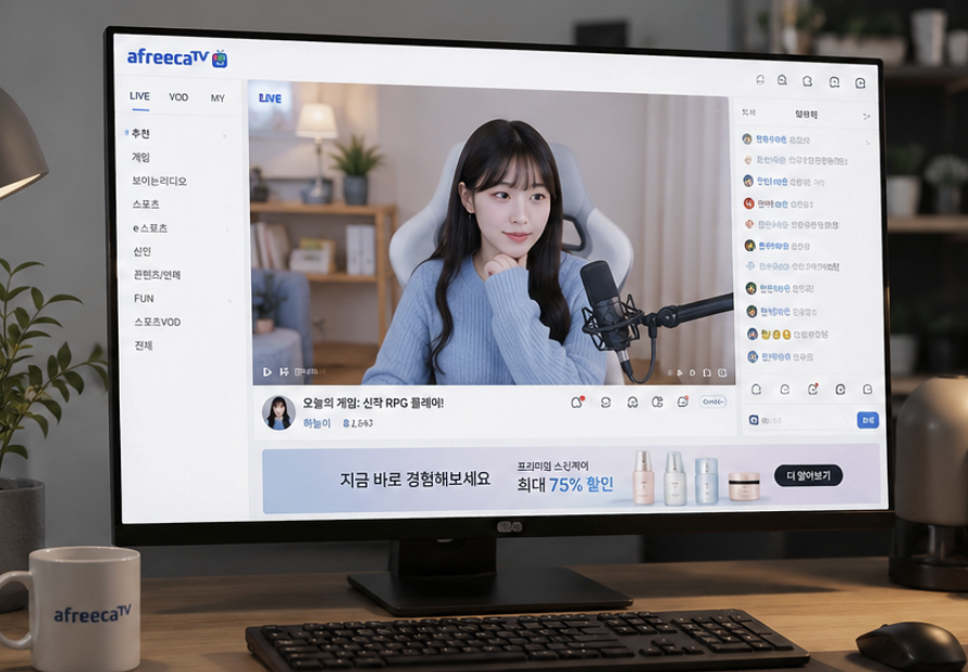 치지직 그리드와 광고 개념을 함께 비교하는 스트리밍 화면 설명 이미지