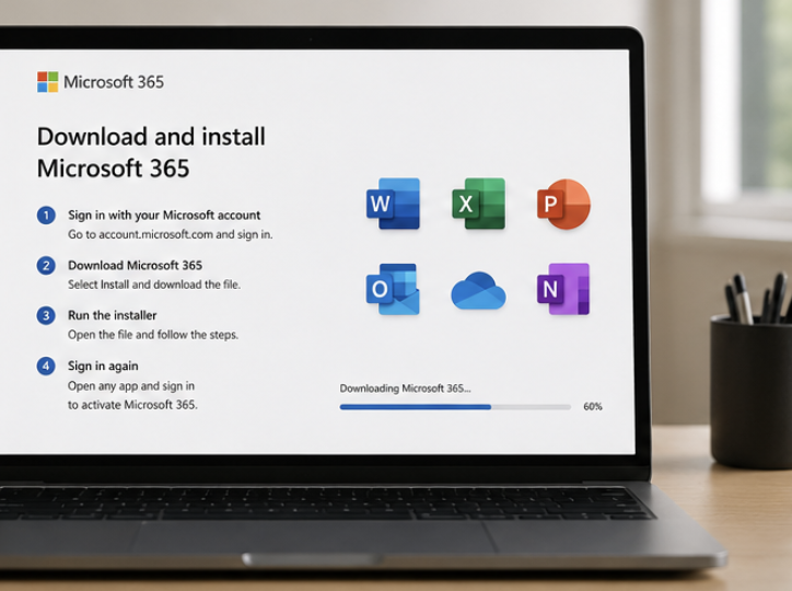 MS OFFICE 365 다운로드 전 구독 플랜과 설치 조건을 비교하는 화면