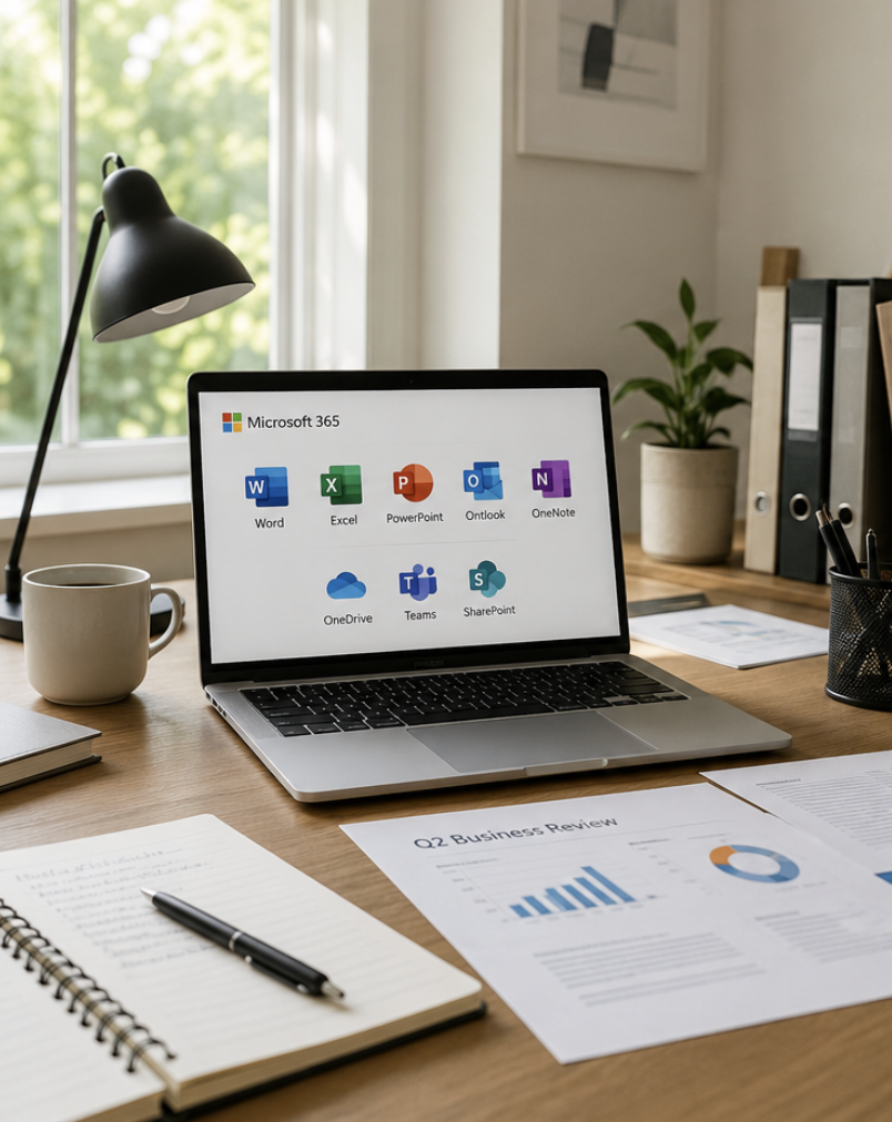 MS OFFICE 365 구독과 영구 구매 차이를 비교하는 노트북 화면 이미지