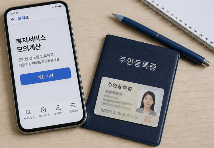 스마트폰과 서류로 고유가 피해지원금 2차 대상조회 결과를 확인하는 장면