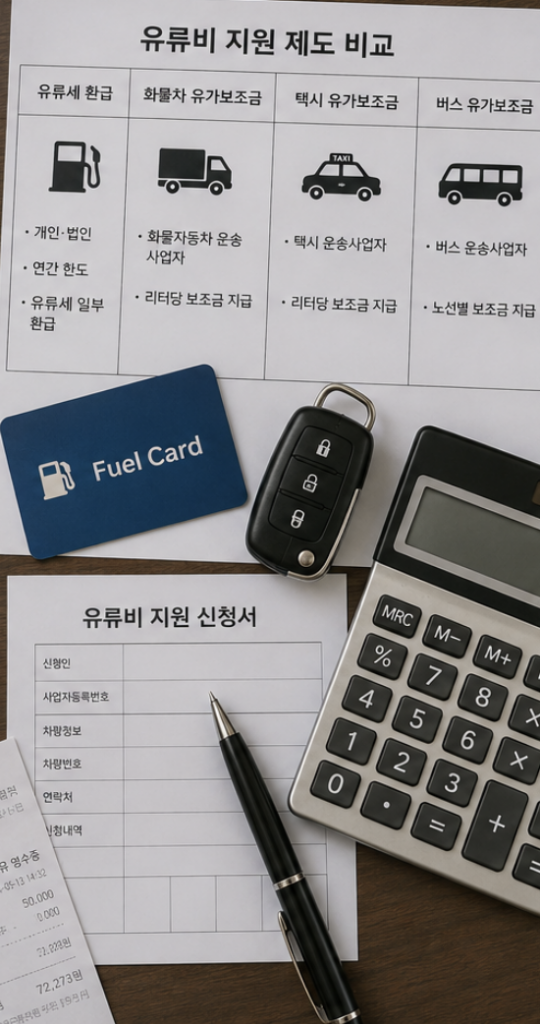 유류비 지원 신청 과정에서 자동차 등록증과 신분증 등 서류를 점검하는 모습