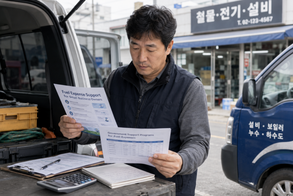 2차 유가지원금 신청 서류와 차량 관련 조건을 확인하는 자연스러운 이미지