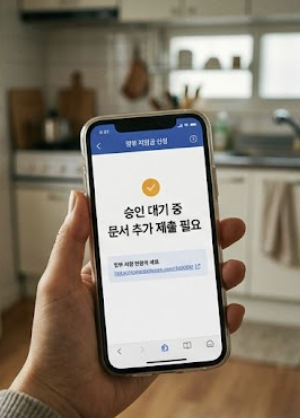 청년미래적금 가입 후 매달 납입 금액을 가계부에 적으며 자신의 지출을 점검하는 청년의 모습, 따뜻한 조명 아래 책상 위 노트와 펜