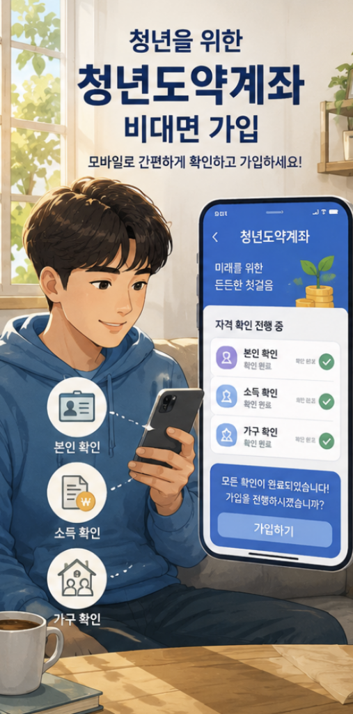 청년미래적금 가입서류보다 전산 확인 흐름을 먼저 보여주는 앱 신청 절차 안내 이미지