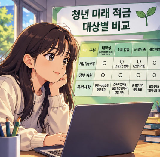 청년미래적금 대학생 조건을 알바 소득, 무소득, 휴학 여부에 따라 비교하는 금융 체크리스트